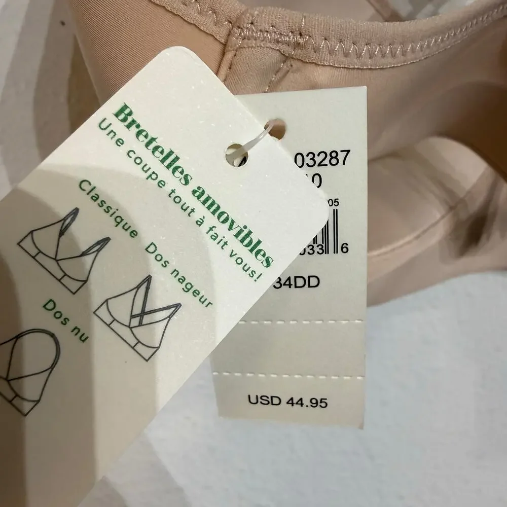 Aerie Beige Wireless Convertible Strap Bra Racerback T Shirt Bra Sz 34DD NWT